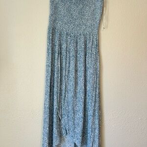 Strapless Light Blue Paisley maxi dress